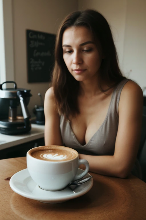 A cup of coffee, woman