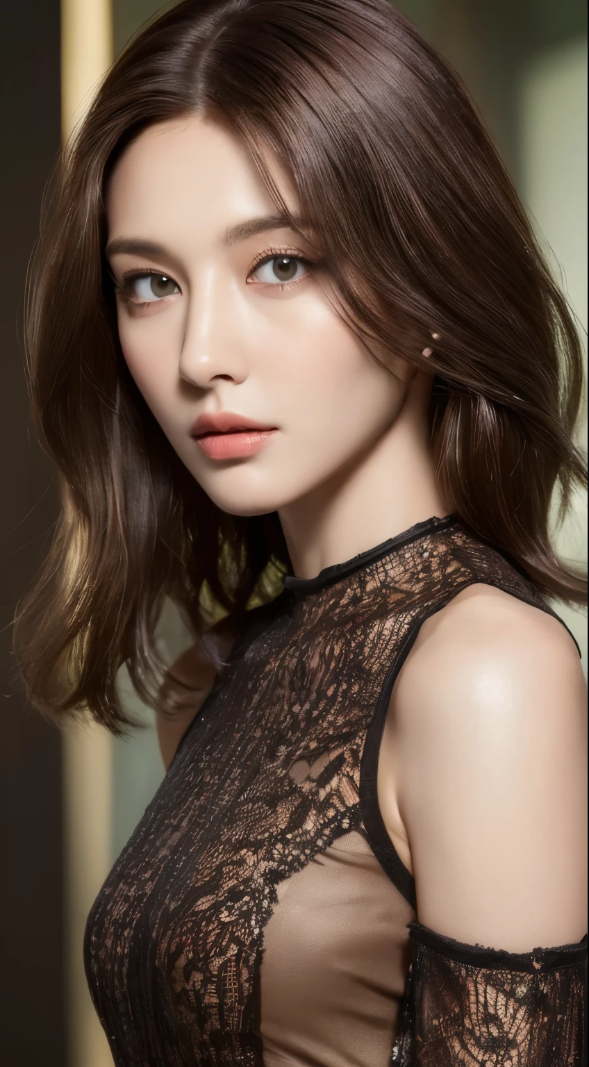 ((highest quality, 8k, masterpiece: 1.3)), Sharp focus: 1.2, Perfect figure: 1.4, Slim Abs: 1.2, ((Dark brown hair, : 1.4)), dress: 1.1), City of night, Highly detailed face and skin texture, Beautiful Eyes, double eyelid