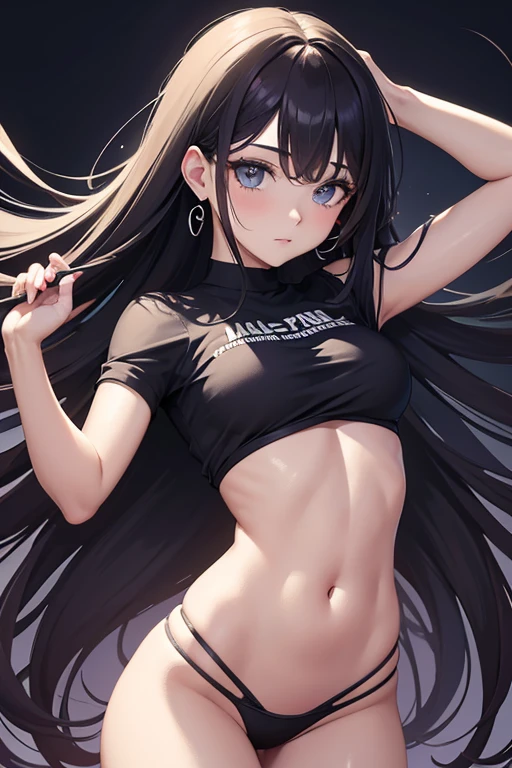 mejor calidad, 32K, foto cruda, incredibly abdominalesurdres, extremadamente detallado, textura delicada, mujer hermosa, vistiendo una camiseta holgada y corta, bajo , falda acampanada, Levantamiento de falda, cabello ondulado desordenado de dos lados hacia arriba, loving and lascivious expression, abdominales, superlative body proportion, fondo color pastel, fractal art, art design