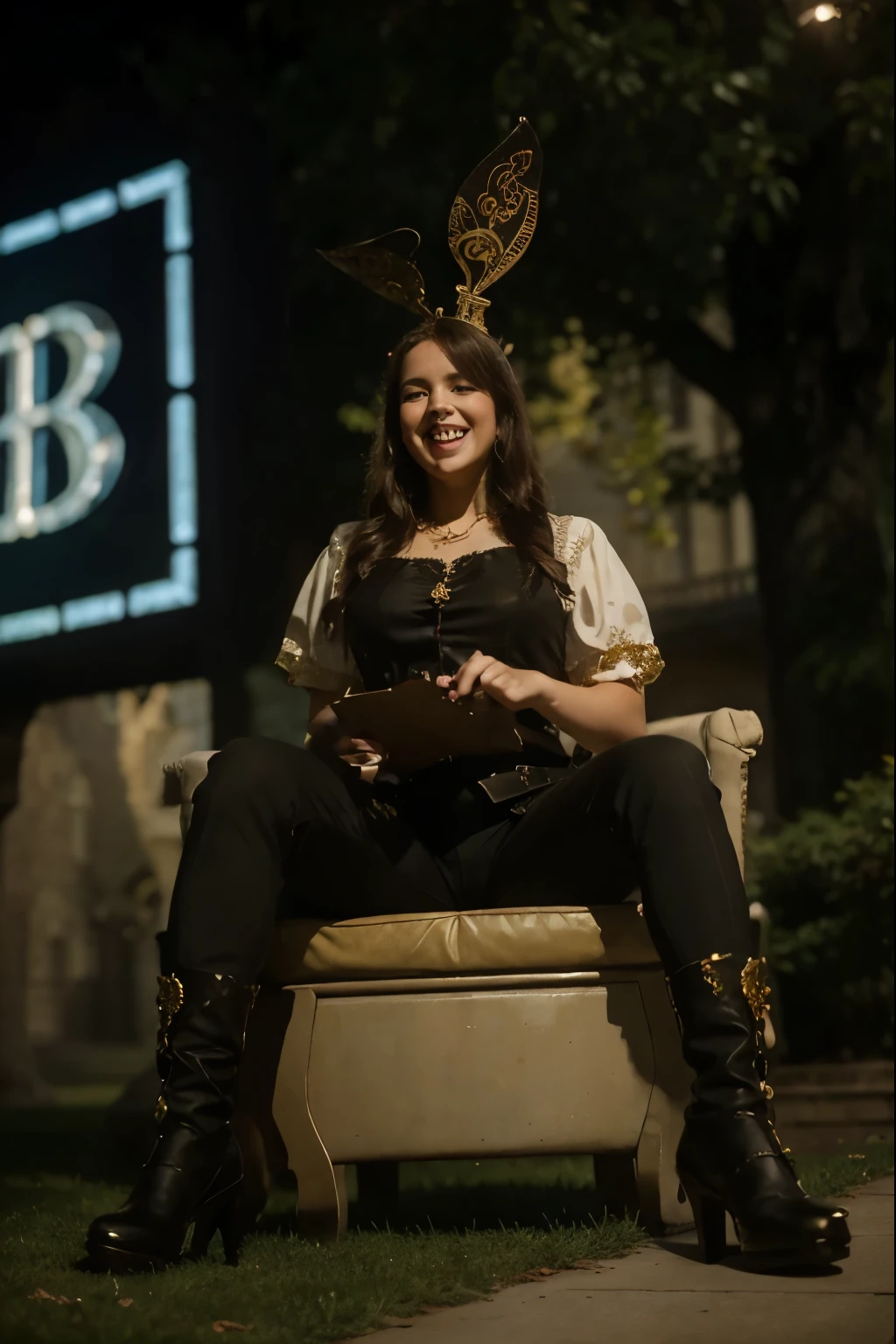 (Best quality, 8k, 32k, Masterpiece, UHD:1.2) Transform the image into a luxurious wonderland theme park, where every corner is adorned with enchanting beauty and whimsical charm. Picture grandiose entrance gates adorned with intricate designs and adorned with gold accents, inviting visitors into a realm of magic and fantasy. Lush gardens with vibrant flowers and manicured hedges line the pathways, leading to elaborate attractions and thrilling rides.

In the heart of the park, a majestic castle stands tall, its spires reaching towards the sky and its walls adorned with intricate carvings and shimmering decorations. The air is filled with the sound of laughter and excitement as visitors explore the wonders of the park, from enchanted forests to sparkling lakes and whimsical carousel rides.

Colorful lights dance across the sky, casting a magical glow over the entire park as day turns into night. The atmosphere is one of joy and wonder, as visitors of all ages immerse themselves in the fantastical world of the luxurious wonderland theme park. ((sitting))
