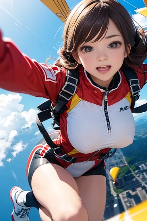 highest quality、High resolution、Detailed Background、Beautiful face in every detail、Anatomically correct、(Draw the normal number of fingers:1.2)、(Detailed facial expressions:1.2)、age Beauty、Huge breasts、Perfect body line、Cute hair colors、Braided long hair、Braided Ponytail、Braided Hairstyles、Wavy Hairstyle、well-groomed eyebrows、Very tall、Camel Toe、Giant tit、Nipple Puffs、Cleavage、Plump、Super big breasts、Super big butt
(Very tallでスリリングなアクティビティを楽しんで興奮している美少女:1.5)、
I'I'm very excited、ultra high tension、boost mood、
I'm very excited the moment an airplane door is opened and I'm thrown into the air、
The strength of the wind and the sense of height make you feel like you're experiencing free fall for the first time, which heightens your excitement.、
The free fall from jumping out of the plane to the opening of the parachute is thrilling and exciting.、
Feel the sensation of falling at high speed and the changes in the surrounding scenery、You can test your limits and courage、
The moment when the parachute opens after a complete change of direction from free fall, The speed suddenly slows down and the atmosphere becomes quiet.、The moment was a mixture of excitement and relief.、
After the parachute opens, You can feel like you are slowly flying through the air.、
The sensation of being blown by the wind while taking in the beautiful scenery adds to the excitement.、
The final step in skydiving、It's time to land safely on the ground.、
Glide using a parachute、You can experience the excitement by timing your landing.、
The skydiving experience、It will give you unforgettable excitement and emotion.、
Jump together and create aerial memories with Partner Jumps for 2 or more people, Couples and parents、
The pets who skydive with us are also cute、
If you prepare the right equipment such as a small dog or cat and jump together, Enjoy the expressions and reactions of your pets、
A group of friends skydiving together is cute and fun、
The sight of everyone jumping together is colorful and cute.、
You can also design your parachute by choosing cute characters or colorful patterns.、The sight of big, cute characters and patterns spreading across the sky is、You can enjoy both cuteness and excitement at the same time、
Skydiving is a thrilling and adventurous activity., Don't forget to smile and be cute、
Pair a sporty top with colorful shorts、
Choose bright colors and patterns for your tops、
Freestyle jumpsuits are the perfect accessory for skydiving、
Choose designs with colorful patterns or embroidery to show off your cuteness.、
Pair an oversized t-shirt with colorful leggings、
Choose a T-shirt with a cute character or logo printed on it.、
Choose comfortable, sporty sneakers、
It's stylish and cute when you incorporate accessories such as caps and sunglasses、
Remember to choose the right equipment to ensure freedom of movement and safety.