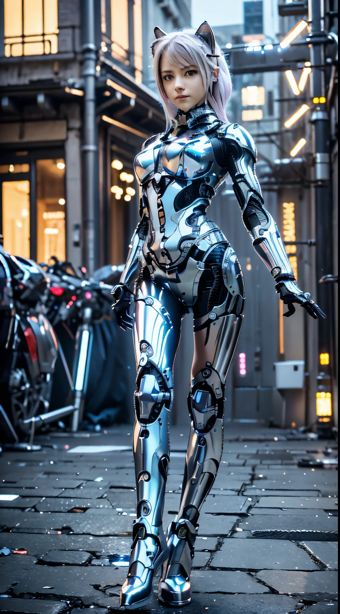 a cute kitten made of metal、(cyborgs:1.1)、([tailed|Details wire]:1.3)、(intricate detailes)、hdr、(intricate detailes、Hyper-detailing:1.2)、Cine Video、Halo Shadow、central ,latex