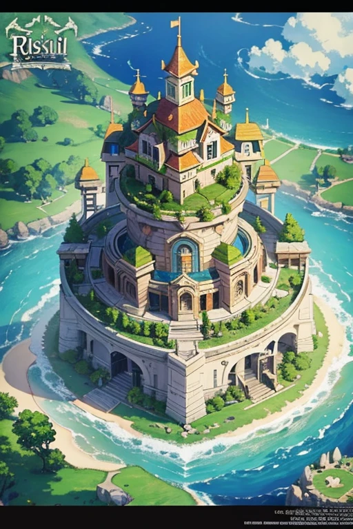 fantasy world, estilo isekai de anime, zona de comercio en la playa, estilo pixel art