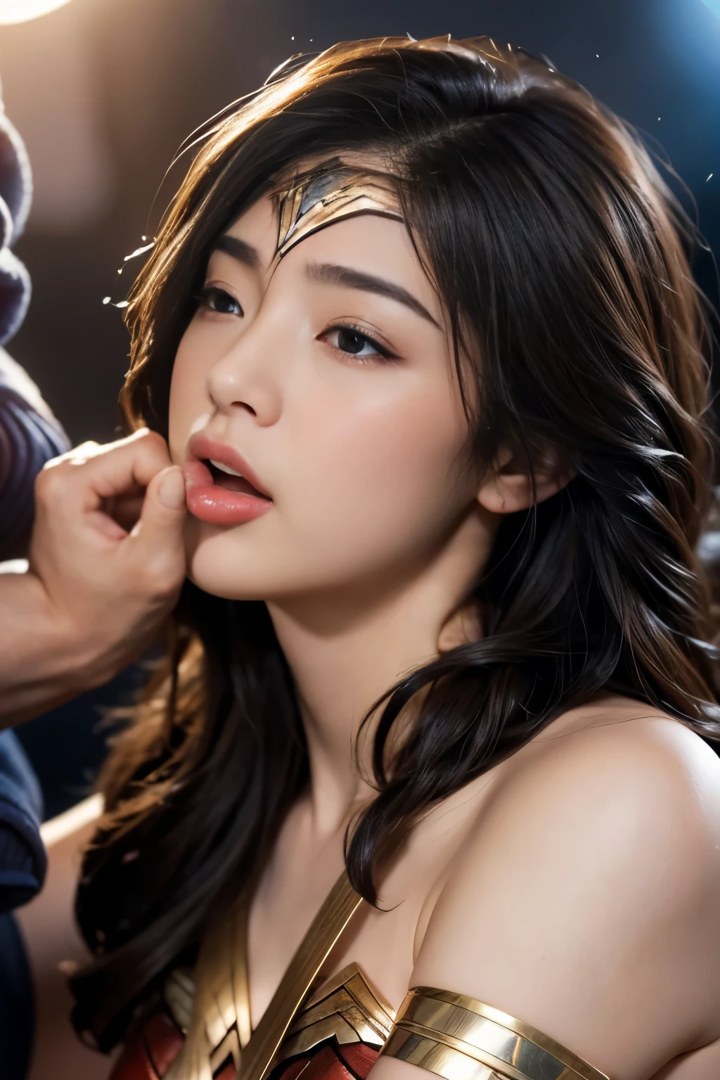 私はWonder Womanです、完璧なWonder Womanの衣装,Men lick my face with their tongues,The guys lick my head with their tongues,Men lick my hair with their tongues,My body is licked by men,sleeping face, Close ~ eyes,Open your mouth,Tired face,Face of Suffering,sleeping face,Fight with the men,Surrounded by men,,caught between men,Being held back by men,Entanglement with males, Attacked by men,Brown Hair,  masterpiece、beautiful girl、fine 目、puffy eyes、highest quality, 超High resolution, (reality: 1.4), Cinema Lighting,so beautiful、Beautiful Skin、(超reality的な)、(High resolution)、(8k)、(Very detailed)、(beautiful and fine 目)、(Very detailed)、 Detailed face、slanted bangeshi hair、Brown Hair、20-year-old、Wonder Womanのコスプレ，Wonder Woman