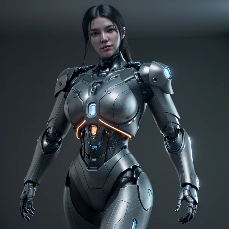 (masterpiece, top quality, best quality), 1girl with cyborg body,full body,