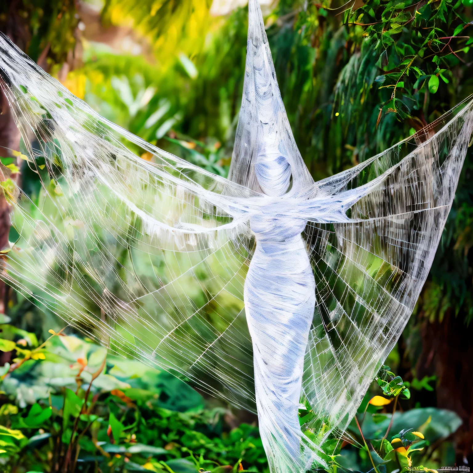 (a) fairy, beautiful,detailed wings, detailed dress, detailed face, (highres:1.2), (realistic:1.37)
medium: oil painting,spider web
(a) girl, trapped, hanging, (best quality, 8k, highres:1.2), (realistic, photo-realistic: 1.37)
spider web, dense, delicate, intricate
(garden) plants, flowers, vibrant colors
(light) soft, ethereal, sunlight filtering through the trees
(d) cobweb, sticky strands, shimmering
(cocoon) silk, translucent, wrapped tightly