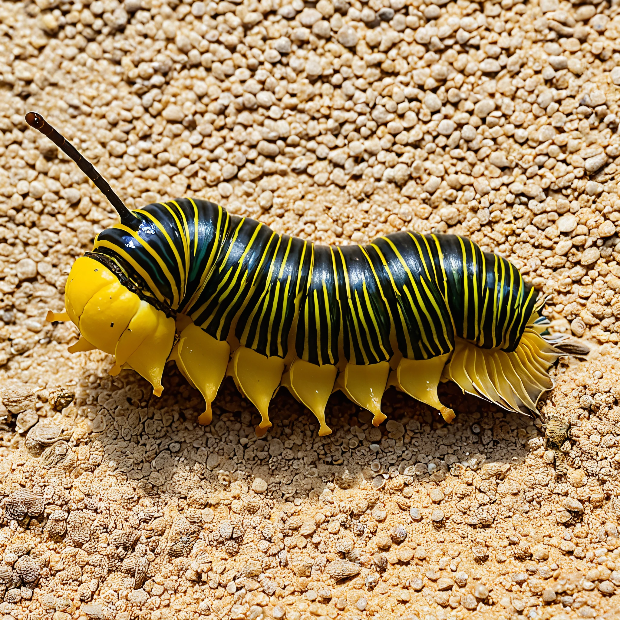 A caterpillar coming out of its shell