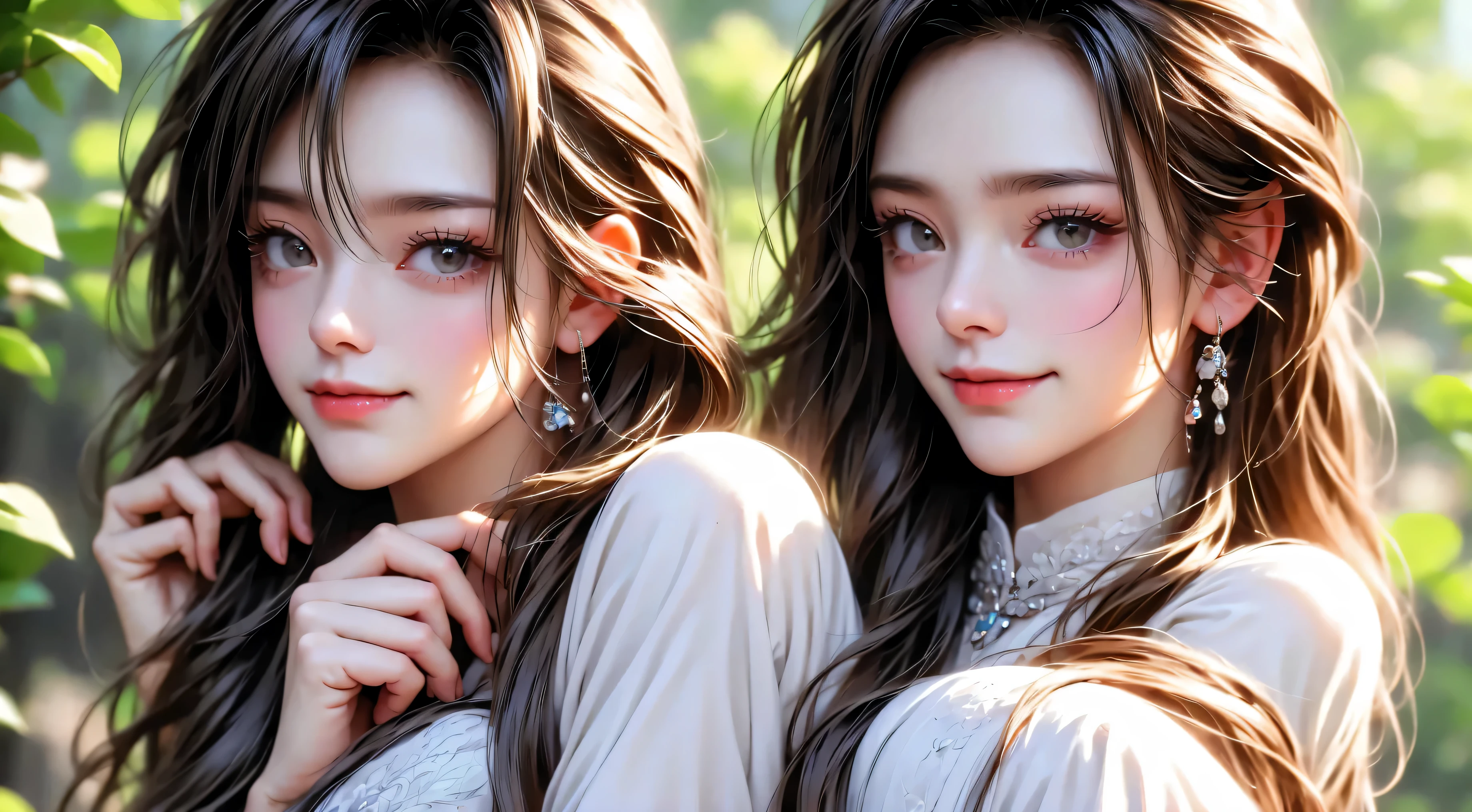 RAW Photos、Please keep watching、Bright screen、Light brown medium bob hair、8K、Outdoor、Clear sky、Upper Body、Solo shooting、40 years old、smile