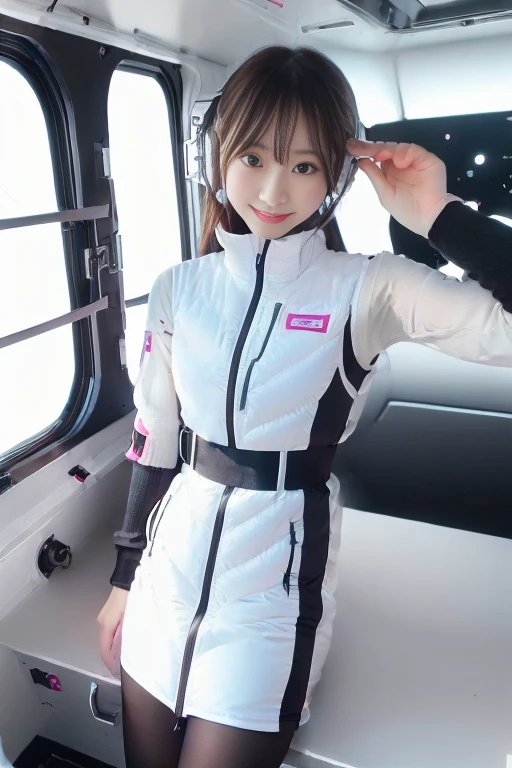 ((NSFW: 1.4)), (acrobatic pose):10,((Detailed face, Professional photography)), ((NSFW, zettai ryouiki, 1 girl)), Ultra-high resolution, (Realistic: 1.4), RAW Photos, highest quality, (PhotoRealistic Stick), concentrated, Soft Light, ((30 years old)), ((Japanese)), (( (Young Face))), (surface), (Depth of written boundary), masterpiece, (Realistic),(inside ISS):3, woman, ,astrovest:2,headphone:2,smartwatch,,bangs, ((1 girl)),(black sleeves):2,(black tights):2,inside spacestation,inside spacecraft,,zero gravity,smile,open leg,blush:1.5,hidden hands,neotech