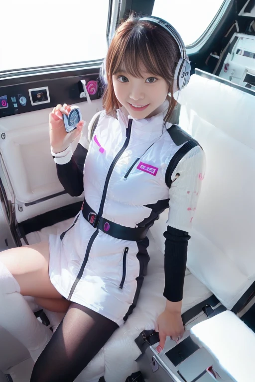 ((NSFW: 1.4)), (acrobatic pose):10,((Detailed face, Professional photography)), ((NSFW, zettai ryouiki, 1 girl)), Ultra-high resolution, (Realistic: 1.4), RAW Photos, highest quality, (PhotoRealistic Stick), concentrated, Soft Light, ((30 years old)), ((Japanese)), (( (Young Face))), (surface), (Depth of written boundary), masterpiece, (Realistic),(inside ISS):3, woman, ,astrovest:2,headphone:2,smartwatch,,bangs, ((1 girl)),(black sleeves):2,(black tights):2,inside spacestation,inside spacecraft,,zero gravity,smile,open leg,blush:1.5,hidden hands,neotech