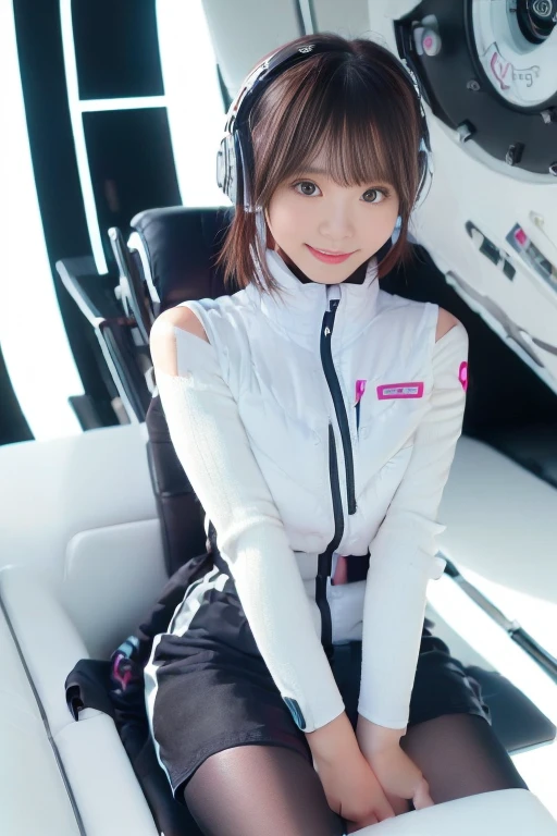 ((NSFW: 1.4)), (acrobatic pose):10,((Detailed face, Professional photography)), ((NSFW, zettai ryouiki, 1 girl)), Ultra-high resolution, (Realistic: 1.4), RAW Photos, highest quality, (PhotoRealistic Stick), concentrated, Soft Light, ((30 years old)), ((Japanese)), (( (Young Face))), (surface), (Depth of written boundary), masterpiece, (Realistic),(inside ISS):3, woman, ,astrovest:2,headphone:2,smartwatch,,bangs, ((1 girl)),(black sleeves):2,(black tights):2,inside spacestation,inside spacecraft,,zero gravity,smile,open leg,blush:1.5,hidden hands,neotech
