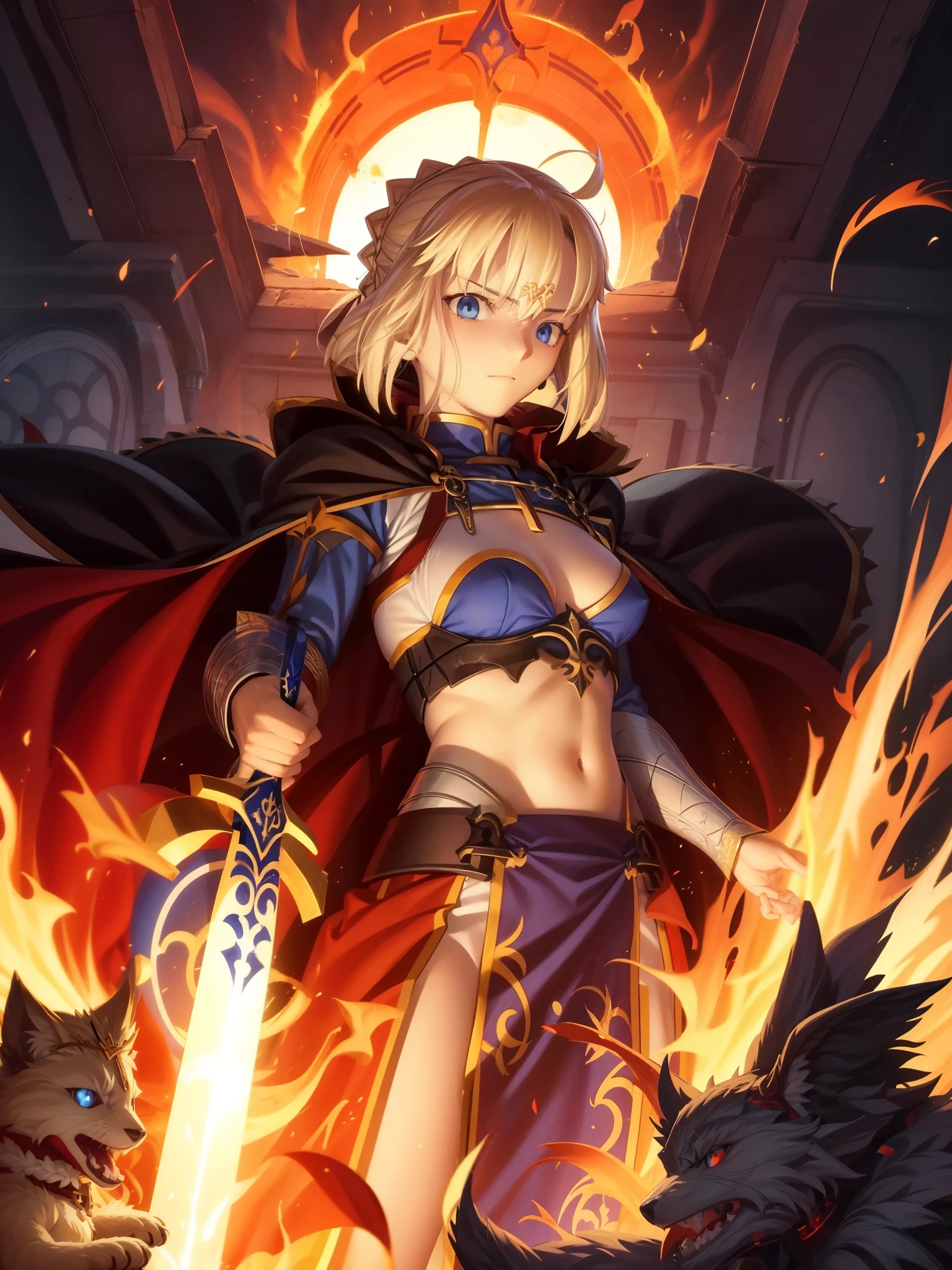 Fate/Grand/Order、Gorgeous Inferno、Crimson Saint、Joan of Arc burned at the stake、Joan of Arc in Flames、Blonde、Braided Hair、Blue Eyes、Big Tits Mature Woman、Big Tits Mature Woman、A sword that embodies flames、Saint Catherine&#39;s Sword、Concept crystallized weapons、Sword of Imagination、「The heavens are filled with the glory of the Lord.。The sky is the work of your hands。During the day, words are conveyed、The night tells knowledge。My heart burns within me、The more I think about it, the more it burny End is Here。My lifespan is here。The fragility of my life is here。With the only thing left、Guard his steps.。Lord,、I entrust myself to you。」This flame is a flame for the salvation of something.、This flame must be crushed by her、I can only destroy what I think。