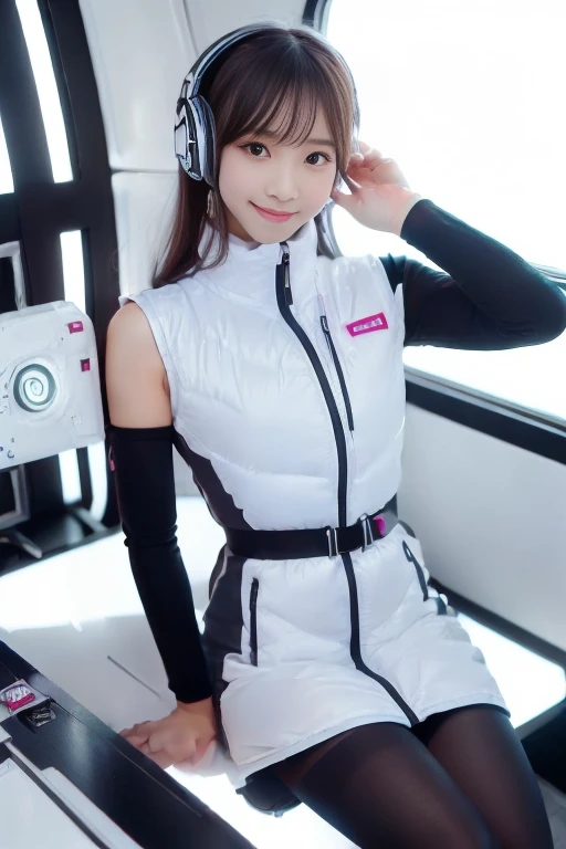 ((NSFW: 1.4)), (acrobatic pose):10,((Detailed face, Professional photography)), ((NSFW, zettai ryouiki, 1 girl)), Ultra-high resolution, (Realistic: 1.4), RAW Photos, highest quality, (PhotoRealistic Stick), concentrated, Soft Light, ((30 years old)), ((Japanese)), (( (Young Face))), (surface), (Depth of written boundary), masterpiece, (Realistic),(inside ISS):3, woman, ,astrovest:2,headphone:2,smartwatch,,bangs, ((1 girl)),(black sleeves):2,(black tights):2,inside spacestation,inside spacecraft,,zero gravity,smile,open leg,blush:1.5,hidden hands,neotech
