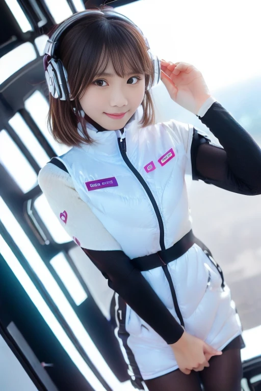 ((NSFW: 1.4)), (acrobatic pose):10,((Detailed face, Professional photography)), ((NSFW, zettai ryouiki, 1 girl)), Ultra-high resolution, (Realistic: 1.4), RAW Photos, highest quality, (PhotoRealistic Stick), concentrated, Soft Light, ((30 years old)), ((Japanese)), (( (Young Face))), (surface), (Depth of written boundary), masterpiece, (Realistic),(inside ISS):3, woman, ,astrovest:2,headphone:2,smartwatch,,bangs, ((1 girl)),(black sleeves):2,(black tights):2,inside spacestation,inside spacecraft,,zero gravity,smile,open leg,blush:1.5,hidden hands,neotech