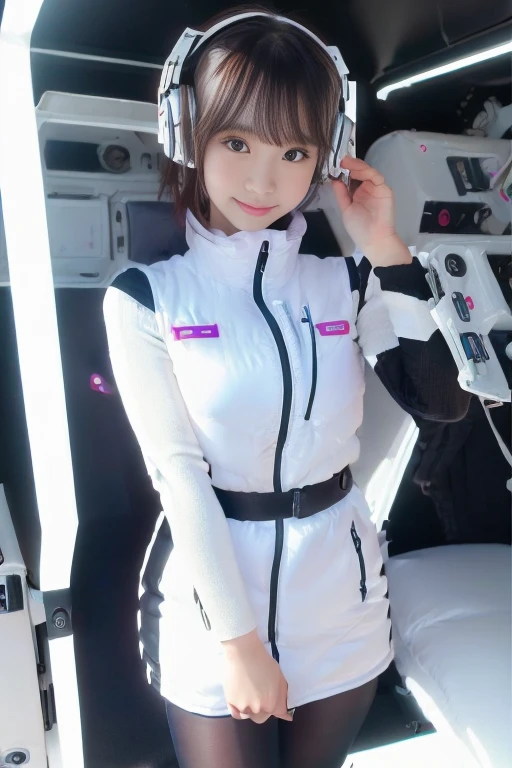 ((NSFW: 1.4)), (acrobatic pose):10,((Detailed face, Professional photography)), ((NSFW, zettai ryouiki, 1 girl)), Ultra-high resolution, (Realistic: 1.4), RAW Photos, highest quality, (PhotoRealistic Stick), concentrated, Soft Light, ((30 years old)), ((Japanese)), (( (Young Face))), (surface), (Depth of written boundary), masterpiece, (Realistic),(inside ISS):3, woman, ,astrovest:2,headphone:2,smartwatch,,bangs, ((1 girl)),(black sleeves):2,(black tights):2,inside spacestation,inside spacecraft,,zero gravity,smile,open leg,blush:1.5,hidden hands,neotech