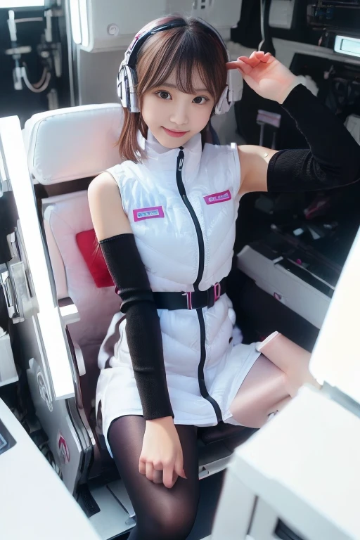 ((NSFW: 1.4)), (acrobatic pose):10,((Detailed face, Professional photography)), ((NSFW, zettai ryouiki, 1 girl)), Ultra-high resolution, (Realistic: 1.4), RAW Photos, highest quality, (PhotoRealistic Stick), concentrated, Soft Light, ((30 years old)), ((Japanese)), (( (Young Face))), (surface), (Depth of written boundary), masterpiece, (Realistic),(inside ISS):3, woman, ,astrovest:2,headphone:2,smartwatch,,bangs, ((1 girl)),(black sleeves):2,(black tights):2,inside spacestation,inside spacecraft,,zero gravity,smile,open leg,blush:1.5,hidden hands,neotech