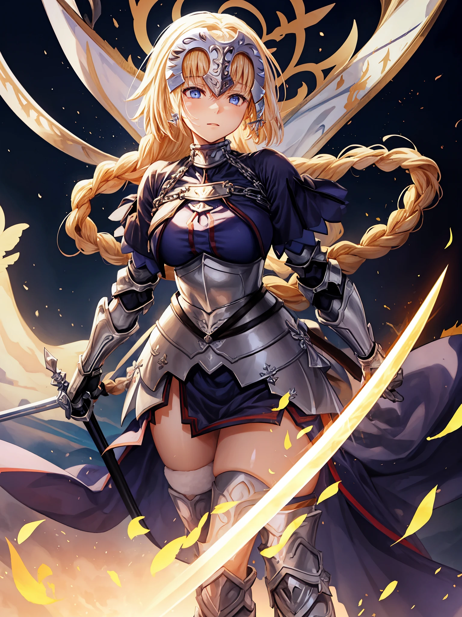 Fate/Grand/Order、Gorgeous Inferno、Crimson Saint、Joan of Arc burned at the stake、Joan of Arc in Flames、Blonde、Braided Hair、Blue Eyes、Big Tits Mature Woman、Big Tits Mature Woman、A sword that embodies flames、Saint Catherine&#39;s Sword、Concept crystallized weapons、Sword of Imagination、「The heavens are filled with the glory of the Lord.。The sky is the work of your hands。During the day, words are conveyed、The night tells knowledge。My heart burns within me、The more I think about it, the more it burny End is Here。My lifespan is here。The fragility of my life is here。With the only thing left、Guard his steps.。Lord,、I entrust myself to you。」This flame is a flame for the salvation of something.、This flame must be crushed by her、I can only destroy what I think。