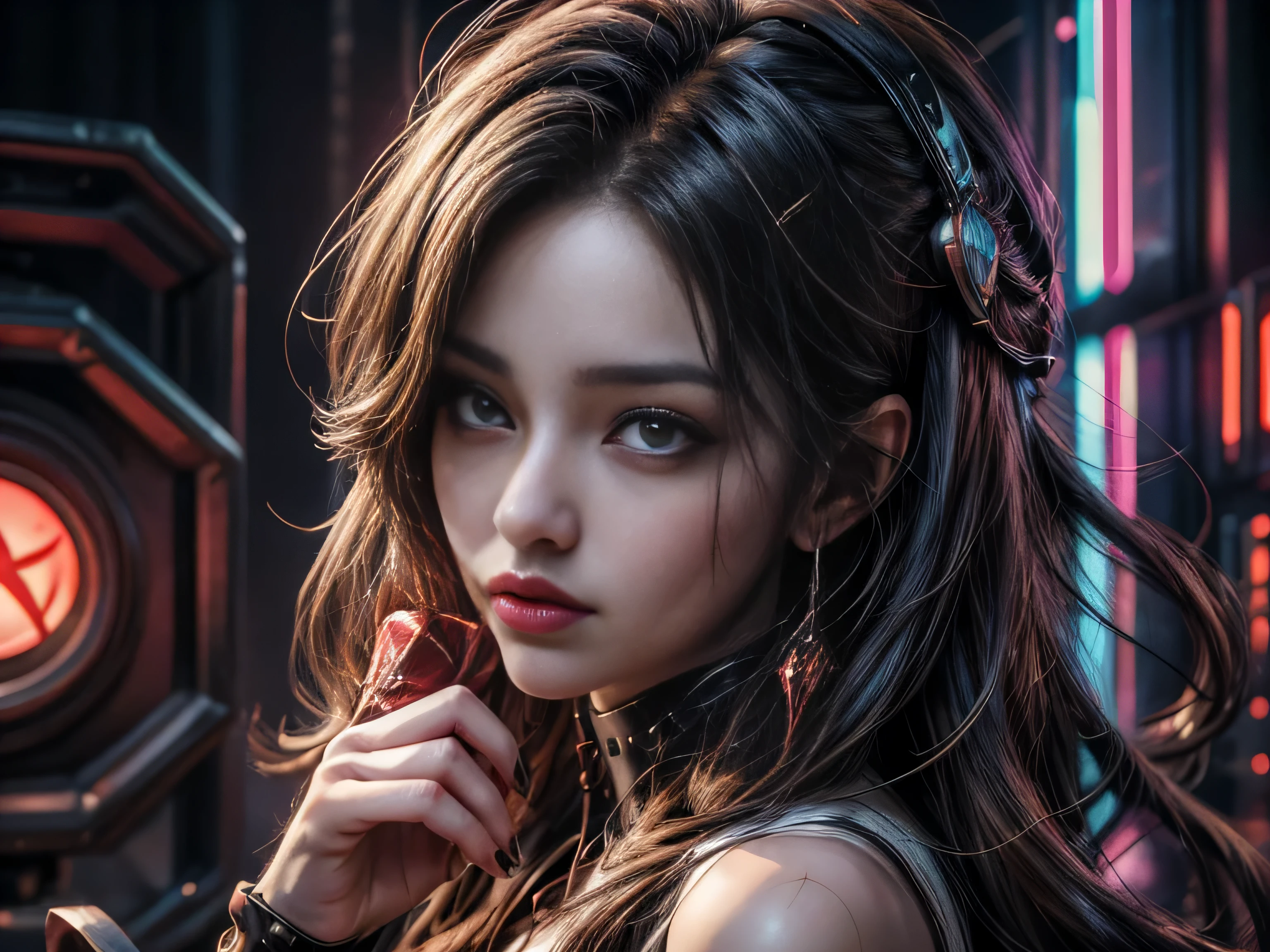cyberpunk woman celebrating valentine's day with cyberpunk man, great quality anime art, illustration, high quality realistic anime art, seductive face expression, beautiful demon girl, beautiful demon man, 4k best quality, 8k character details, high quality anime art, melodic aura around women, high quality illustration, detailed anime wallpaper, detailed anime art