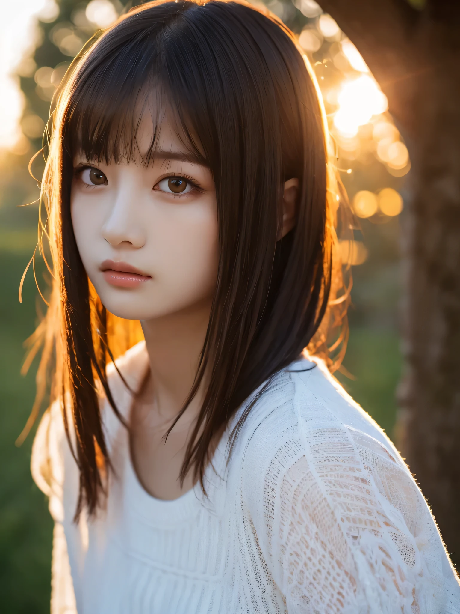 (sfw:1.5),best quality, masterpiece, girl, Dark hair, dark eyes, home, sun shining, shiny skin, sun flare
