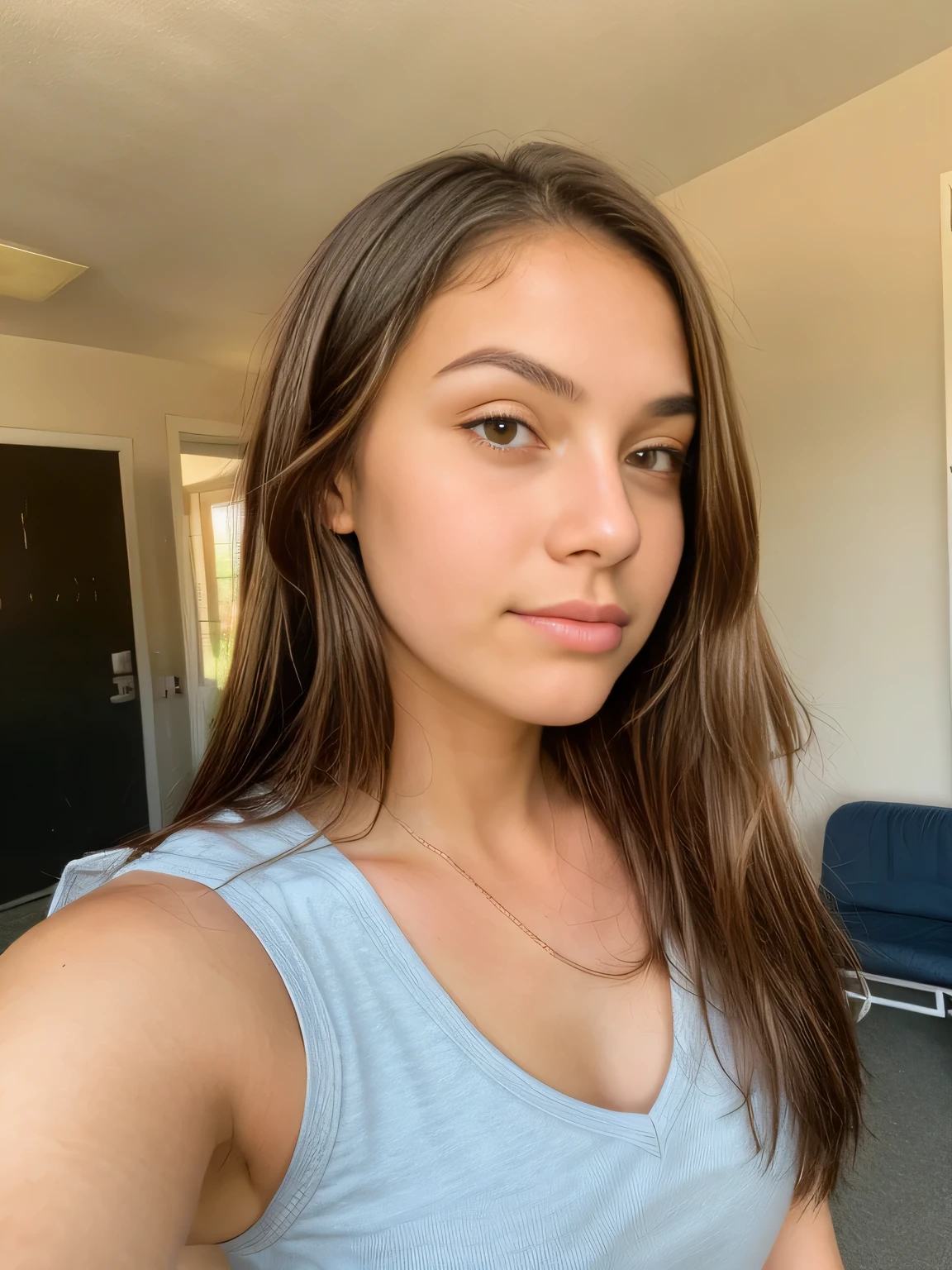 a sexually attractive 14 years old young schoolgirls selfie, (SFW), solo focus, portrait, looking at viewer