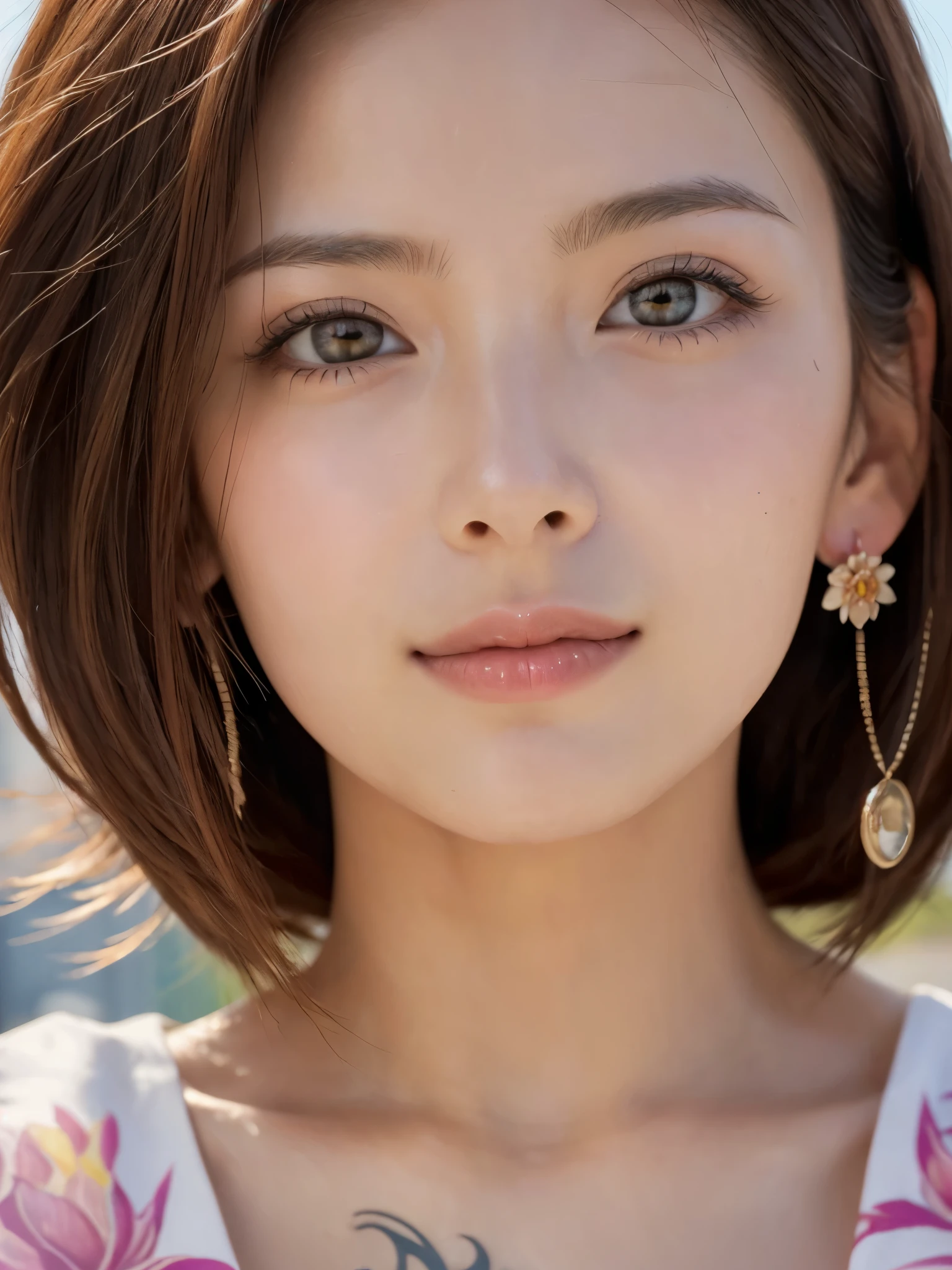(sfw:1.5)、High resolution symmetrical images, Girl and Horihada, Yakuza, Japanese Mafia, Movie photo of Japanese cartel leader with tattoos on waist, chest and arms, Cleavage、((Close-up face:1.8))、Upper body portrait、(((Full body tattoos)))、 (Lotus tattoo)、 ((Close-up chest:1.5, Underarm, 胸のAngle from below)), Blonde braids, short hair, ((Art Nouveau)), (Ecstasy Face), (Alphonse Mucha), Small earrings, ((on the road, wood, Buildings in medieval Europe)), Angle from below、(Anatomically correct)、（Perfect body proportions)、(Natural Hands、Natural Fingers)、(Breast Goddess, Woman born from flowers, ((Round face)), Realistic Eye Size, Droopy eyes, smile,I&#39;m bathed in dazzling light