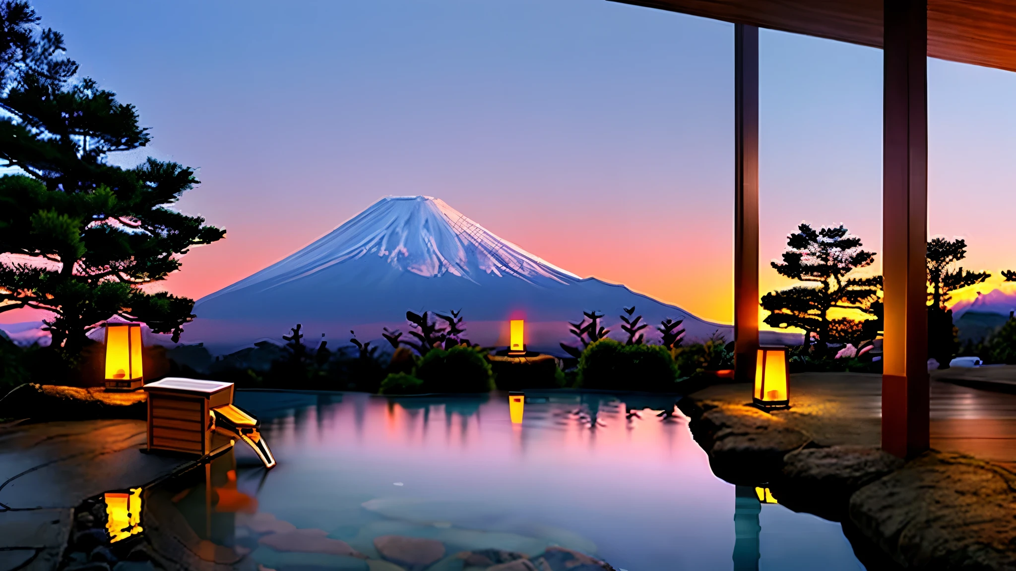 high-end hot spring, japanese hot spring, mount fuji background, reflecting mount fuji, mount fuji in the background, hot spring, mount fuji on the background, mount fuji, Japanese Nature, Japanese Landscape, Beautiful Wallpapers, luxurious hot springs, Mountains in Japan, Spout, spout out