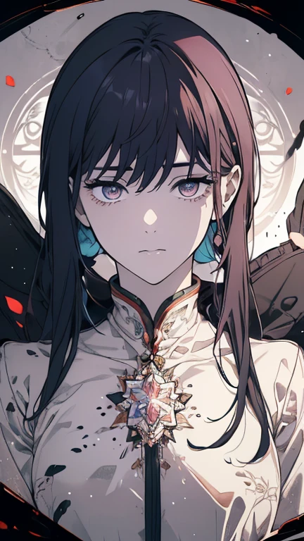 ((8k resolution))、((highest quality))、((masterpiece))、((Very detailed))((((dramatic))), (((Rough feeling))), (((intense)))、whole body、Character portrait、a handsome guy、woman、Mine serieenhera、rain、Wet ground、reflection、Twilight、tattoo、Long Hair、white髪、white、green、peach、flower々、flower火、Clear shadows、Vibrant, front,Rich colors,Be confident,coil,scene,Boldness,to attract attention,Smart、tendency、I will concentrate