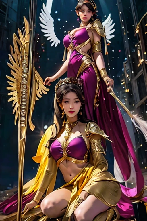 (masterpiece, best quality:1.2), Masterpiece, highest quality, (perfect face:1.1) , (high detail:1.1), dramatic, female triplets, breasts, white hair, red eyes, cleavage, long hair, curvy, large breasts,([long hair hair]:1.8), (full body:1.8), (full-body standing image:1.8), (upper body up:0.3), (hyper realistic:1.4), (realistic:1.3), (best quality real texture skin),(NUDE:1.5),(completely_nude:1.5),(Exposed_Breasts:1.5),(Exposed_Nipples:1.5),(NSFW), (girl Full body :1.7),(HUGE breasts with beautiful raised pink areolas:1.5), (Cameltoe),(HUGE BREASTS:1.5), (WIDE HIPS:1.5)

