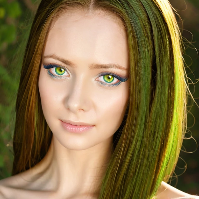 (masterpiece, best quality:1.2), 1girl, , 3d, long hair,very intense look, big eyes, eyelashes, gold eyes, green eyes, forehead thin lips, long hair, looking at viewer, parted lips, photorealistic, realistic, smile, ,Realistic skin expression with delicate details, Realistically reproduces muscle texture, dim colors, exposure blend, hdr,solo,