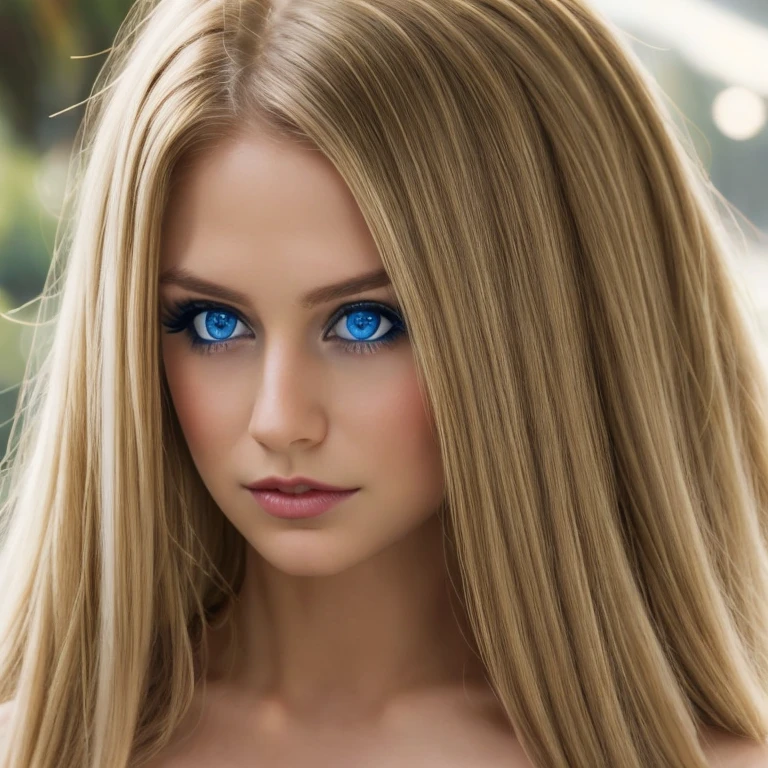 "Create a sophisticated portrait of a young woman in a professional setting. She has blonde, wavy hair, striking blue eyes with smoky makeup, and a confident gaze. Her attire is a red bikini. The background should be a soft, neutral cream to keep the focus on her poised and stylish appearance. The lighting is soft, casting gentle shadows that highlight her high cheekbones and defined jawline, conveying a sense of poise and self-assurance. --ar 3:4 --v 6.0 --style raw". Aim for high-resolution, clear images that highlight the woman's facial features and hair details without distortion throughout all epochs.
