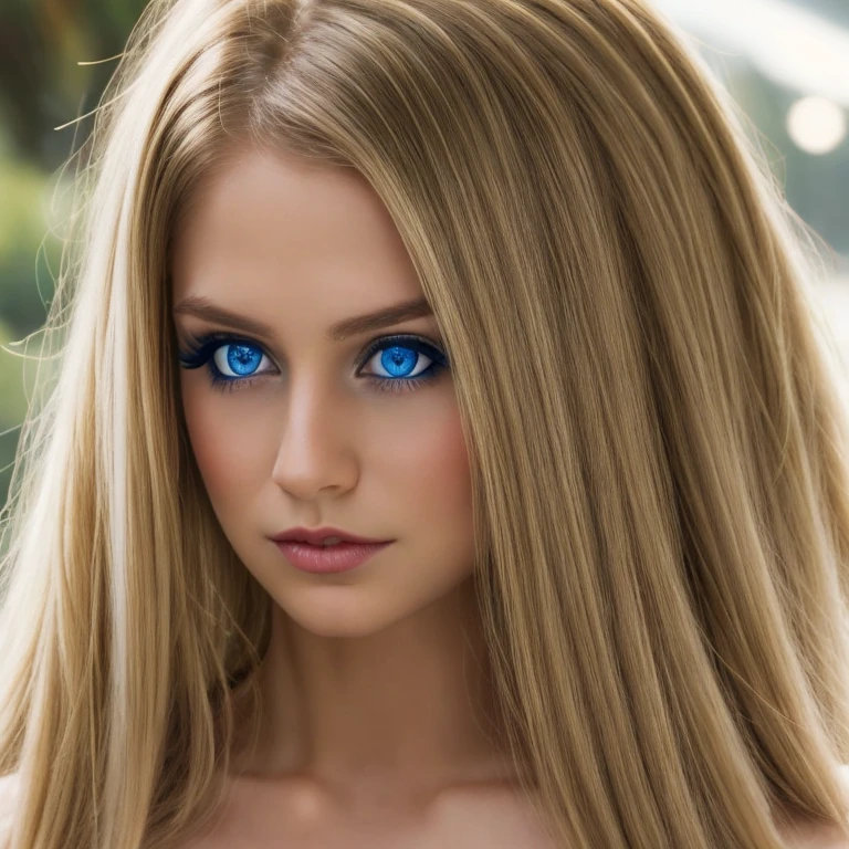 "Create a sophisticated portrait of a young woman in a professional setting. She has blonde, wavy hair, striking blue eyes with smoky makeup, and a confident gaze. Her attire is a red bikini. The background should be a soft, neutral cream to keep the focus on her poised and stylish appearance. The lighting is soft, casting gentle shadows that highlight her high cheekbones and defined jawline, conveying a sense of poise and self-assurance. --ar 3:4 --v 6.0 --style raw". Aim for high-resolution, clear images that highlight the woman's facial features and hair details without distortion throughout all epochs. 
