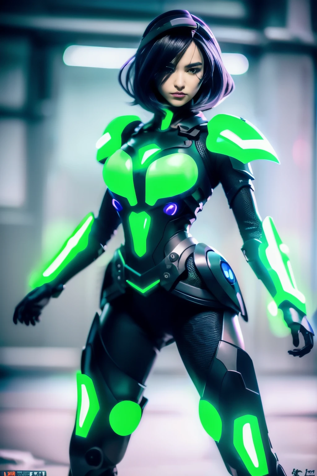 beautiful japanese young woman, extreme detailed, bodysuit, gloves, belt, thigh boots, (valorantViper:1.2), bodysuit, gloves, belt, thigh boots, respirator, looking at viewer, face, portrait, close-up, green, slender, (combat ready stance), (tactical outfit), (solo character), (gaming theme:1.5), short hair, green, (black hair), (milittary gear), (gas mask:0.4), (poisonous green:1.2), (glowing effects),