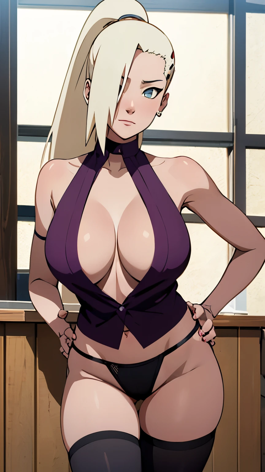 ((Best quality)), ((masterpiece)), (detailed), perfect face, yamanaka ino, costs cancer, sexy black panties