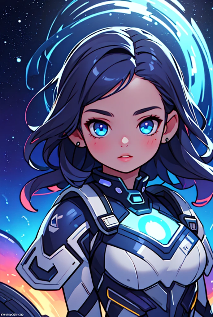 (best quality,4k,8k,highres,masterpiece:1.2),ultra-detailed,(realistic,photorealistic,photo-realistic:1.37),space girl,detailed eyes and lips,beautiful face,shiny hair,scintillating makeup,stunning outfit,galactic background,cosmic scenery,celestial bodies,sparkling stars,nebulous clouds,galaxy clusters,glimmering spaceship,futuristic atmosphere,vibrant colors,ethereal lighting,dramatic shadows,sci-fi concept art