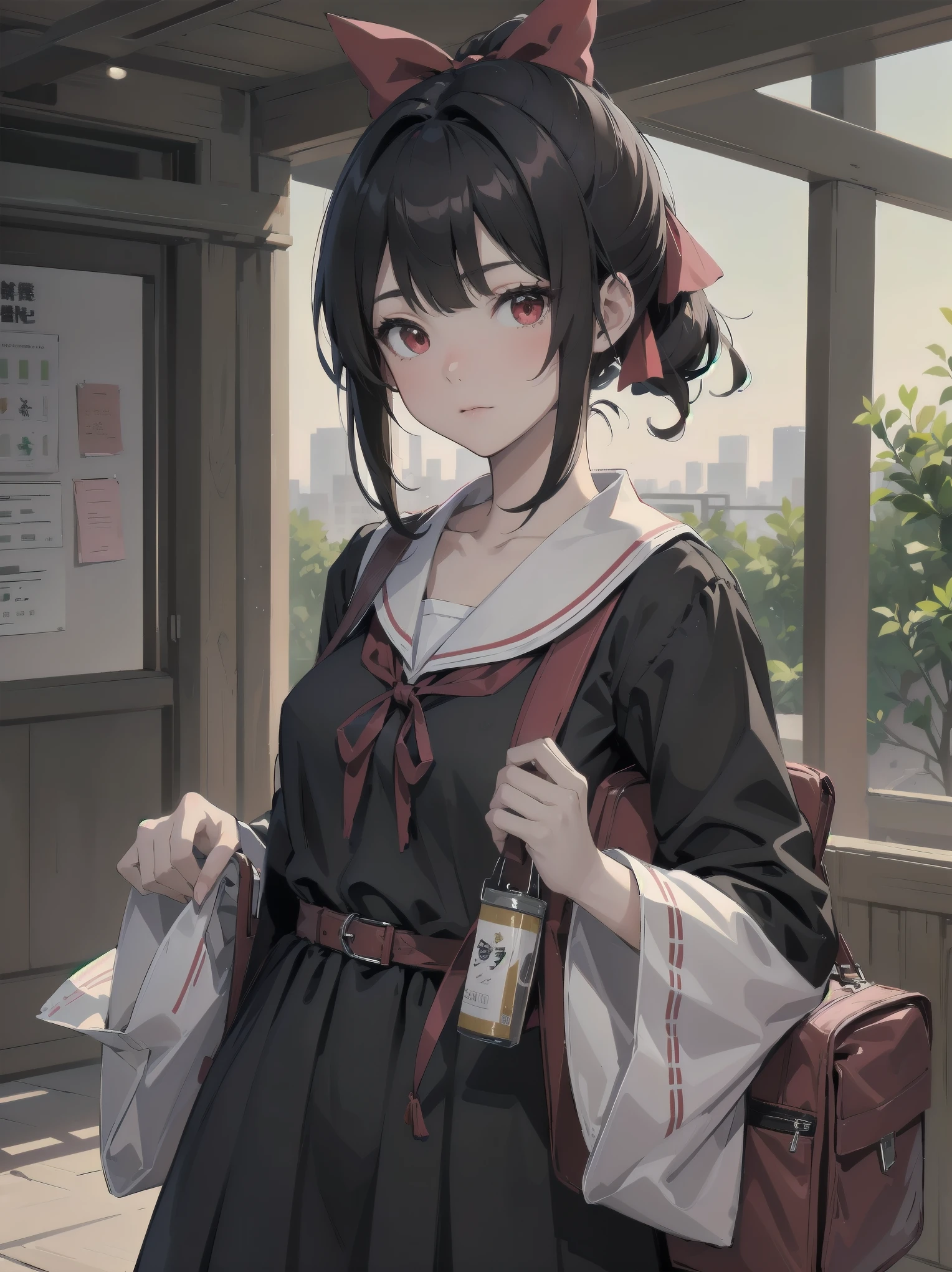 miosha1, hair clips, Side braid, Ponytail, hat, beret, Wolf tail, Black skirt, White shirt, Necklace, Sleeveless shirt, Cardigan,Trem lotado、お漏らし、Blushing and crying、Touching the crotch、Wet and see-through、perspiring、