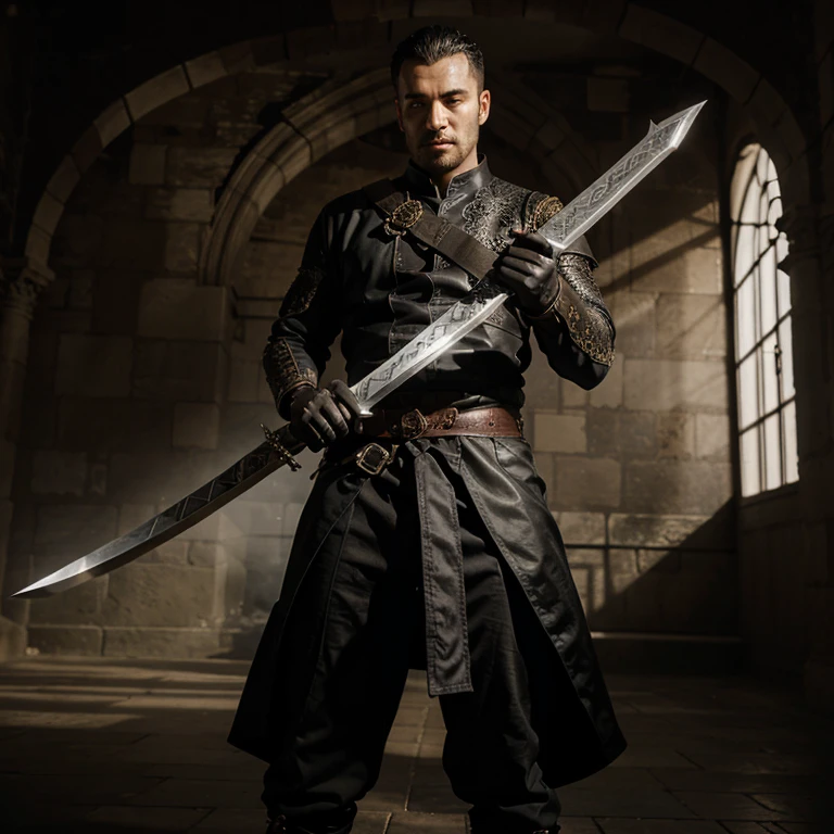 Black blades European sword with a dragon handle
