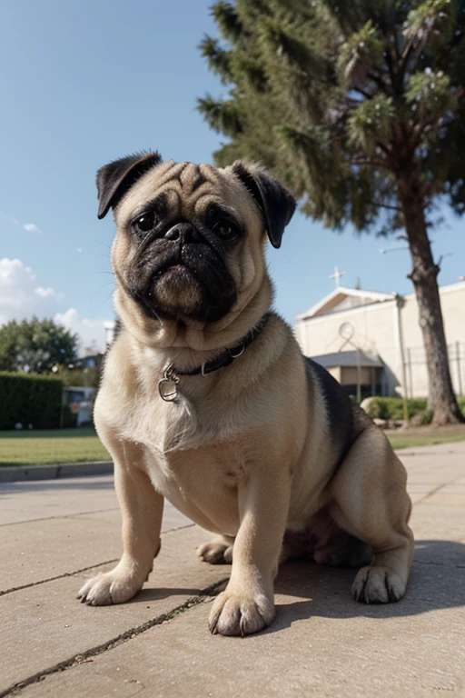 Dibujos una pintura de un perro pug un pastor y una caniche que representen amor y ternura en una pradera
