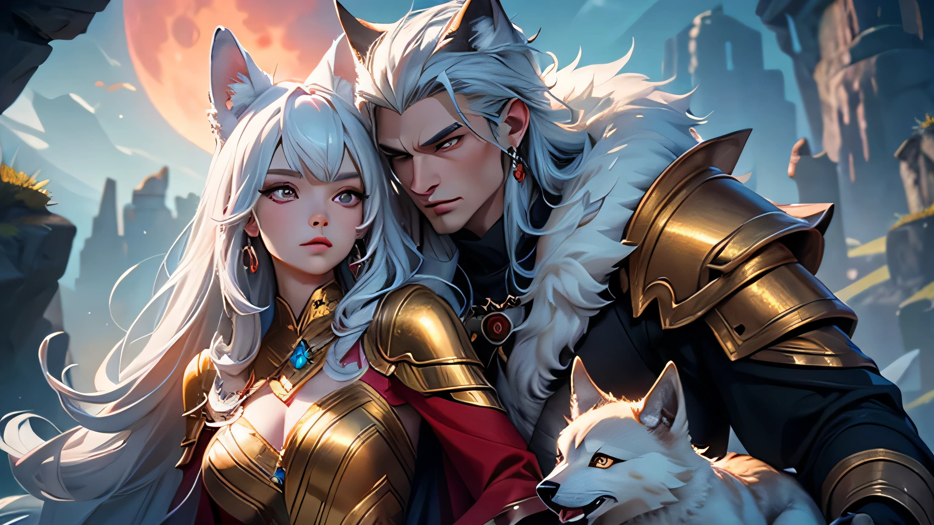 2Anima Leo female and male with the mark of the sign of Leo on the forehead with blue eyes with body on fire beautiful very real 8k perfect by the perfect flashy look comics saying motivational phrases