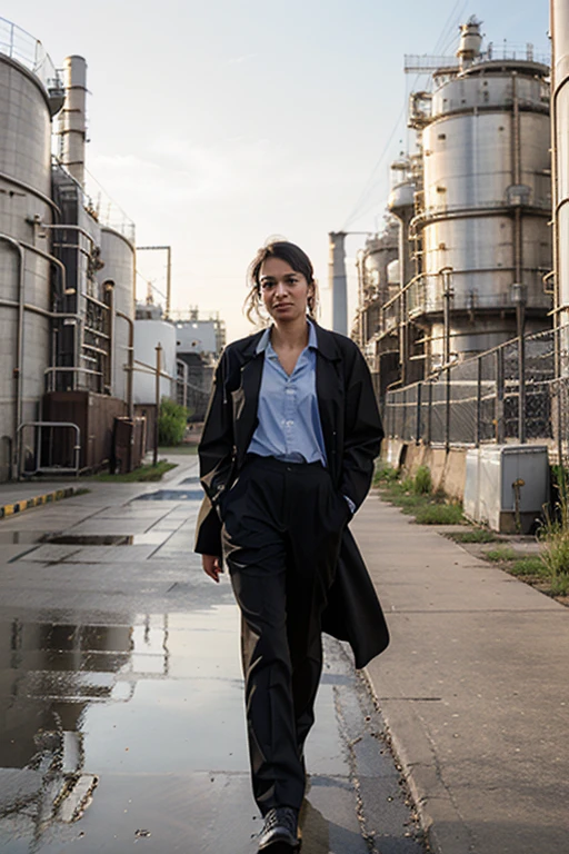 Chemical engineer walking in a refinery