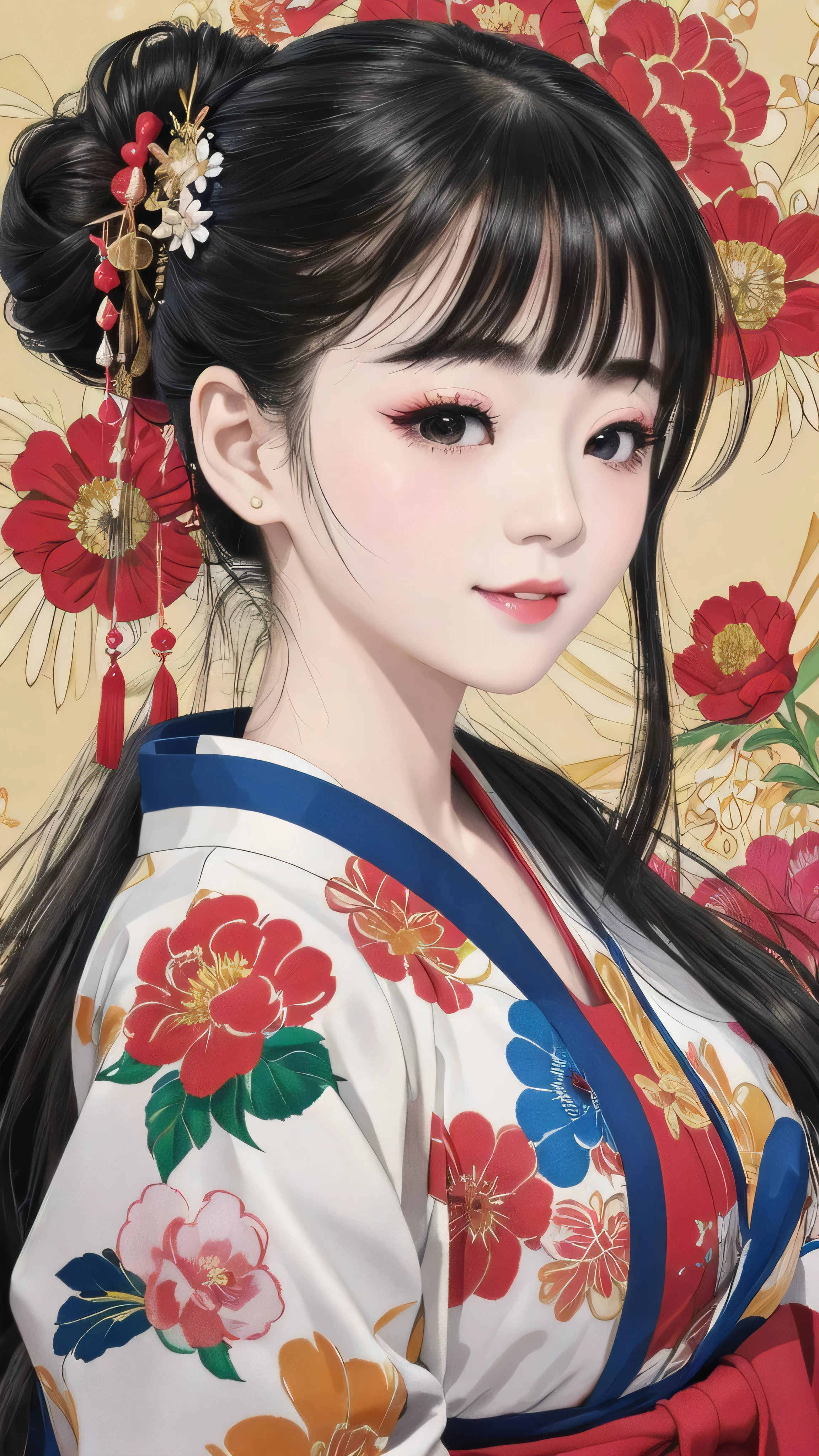 Each has a different expression2People and sisters、(2 girls)、⦅Dancing traditional arts with grace)、((Big Breasts、Small Face、Not exposed))、highest quality、masterpiece、(Black Hair、Bun Hair)、Brown Eyes、⦅Wide angle、Angle from above the waist、Pause on the magazine cover、Each person has a different perspective when looking into the distance⦆、(8K high quality、masterpiece、High resolution、Realistic and beautiful light and shadow、(highest quality)、(High Resolution)、(Very delicate and beautiful)、(Beautiful 8k face)、(Smiling and closing your eyes、Beautiful eyes)、(Clear skin)、(Soft hair)、(8Head to Body)、(A Japanese style yukata kimono with red, pink and orange floral patterns on a white background, interspersed with gold powder、Five beautiful Japanese girls wearing yukata)、((Tanabata decoration background))、((Small Face))、(arms up)、Thin and small nose、(Red lipstick)、(Make your cheeks red)、(Glossy skin)、((Ink painting style))、Very thin eyebrows、Overall ultra-high image quality、(She is wearing maiko-style makeup.)、Whitening、Long and beautiful eyelashes、Glowing Skin、(Red cheeks),Straight nose、masterpiece、highest quality、whole body、 Eyebrows visible through hair、Bun Hair、Grin、Gal、Gal、Viewer's Eyes、Plaid、Stylish、woman、fine、Pause、
Waiting to start