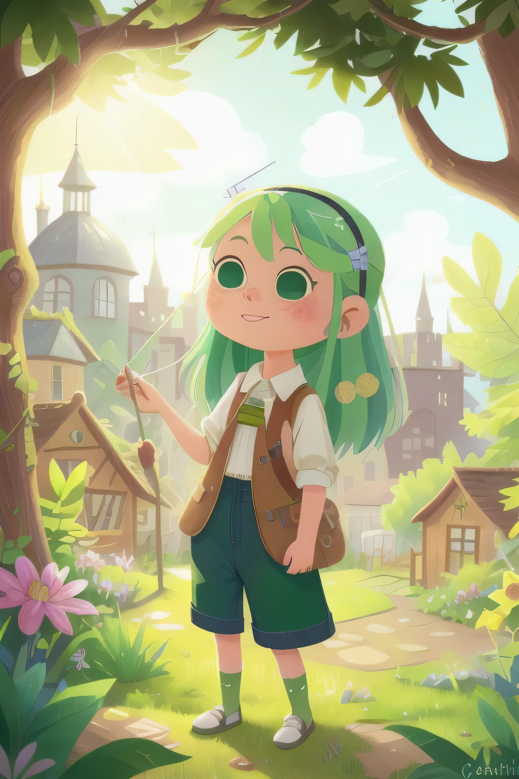 Claire with the Green Hair in School
In a small, sunny town, there was a girl named Claire who had
striking green hair. It was a bright, leafy green, which sparkled like
the grass after rain. Claire loved her green hair because it reminded
her of her grandmother's enchanting garden where she had spent
many happy summers.