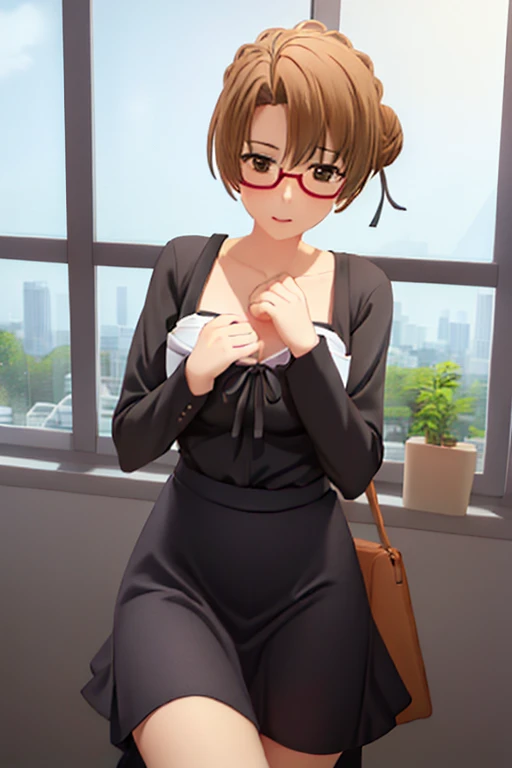 (night:1.7), Japan, Tokyo, City View, In front of the window,
Upright immobile posture,
彼女の肩には白と黄colorのドレスが,
(black_pantyhose), Maid_apron, Maid_Head ornament, Maid_length_skirt, gloves, 
Blonde, short hair, Hair Bun, 
1 girl, 24-years-old,Mature Woman,beautiful Finger,beautiful long legs,beautiful body,beautiful Nose,beautiful character design, Perfect Eyes, perfect face,
View your viewers, Center the image,
Browsing Caution,Official Art,Very detailed CG ユニティ 8k 壁紙, Perfect lighting,colorful, bright_front_face_Lighting,
(masterpiece:1.0),(Highest_quality:1.0), 超High resolution,4K,Very detailed,
photograph, 8k, High resolution, High resolution, Absurd:1.2, Kodak Portrait 400, Film Grain, Blurred Background, Bokeh:1.2, Lens flare, (Vibrant_color:1.2)
(beautiful,big_chest:1.4), (beautiful_face:1.5),(narrow_Waist),