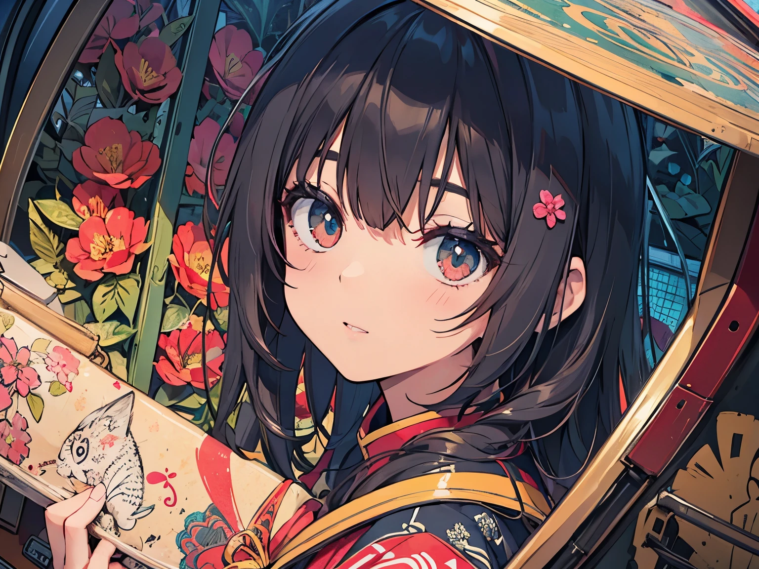 Official Art, wallpaper, Super detailed, (((Very detailedな目と顔))), Close your mouth, masterpiece, highest quality, Realistic portraits, (ZenTangle, Mandala, Tangle, EnTangle), Complex clothing, Very detailed, Dynamic Angle, The most beautiful form of chaos, elegant, Brutalist design, Vibrant colors, romantic chinese flower