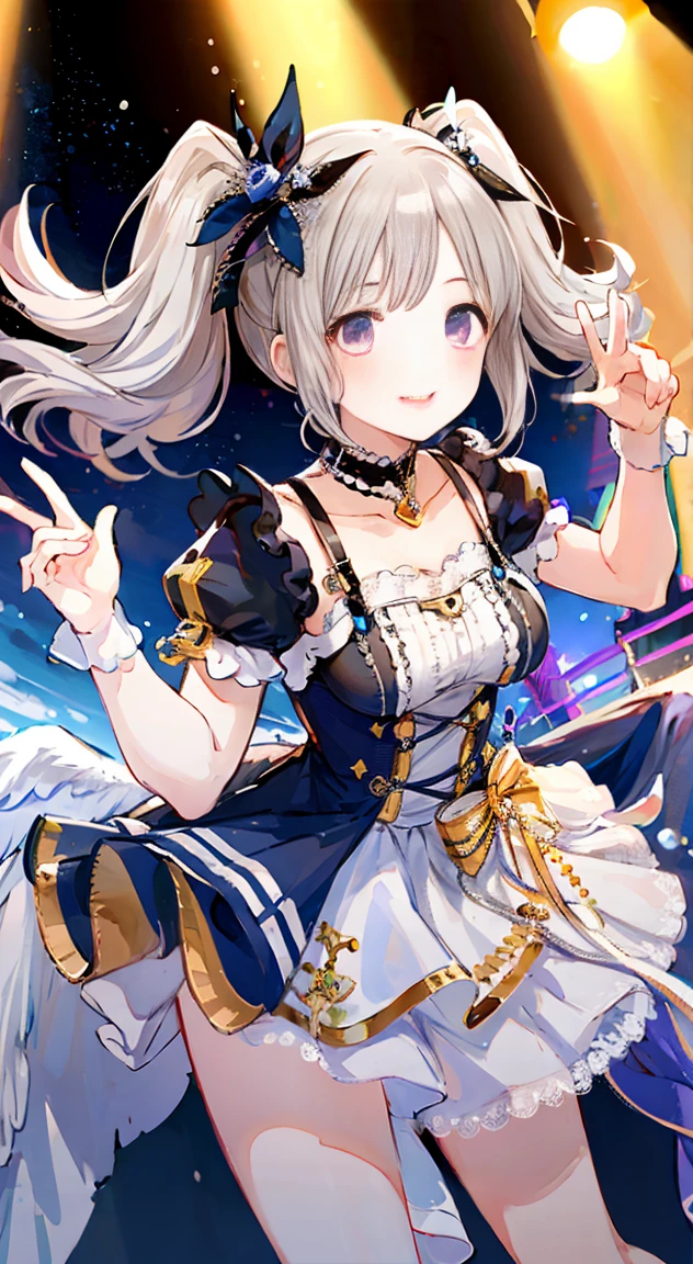 High Quality,Superior,Angelic,Radiant,Charming,Kawaii,Radiant Smile,peace fingers,Idol,idol stage,gothic costume