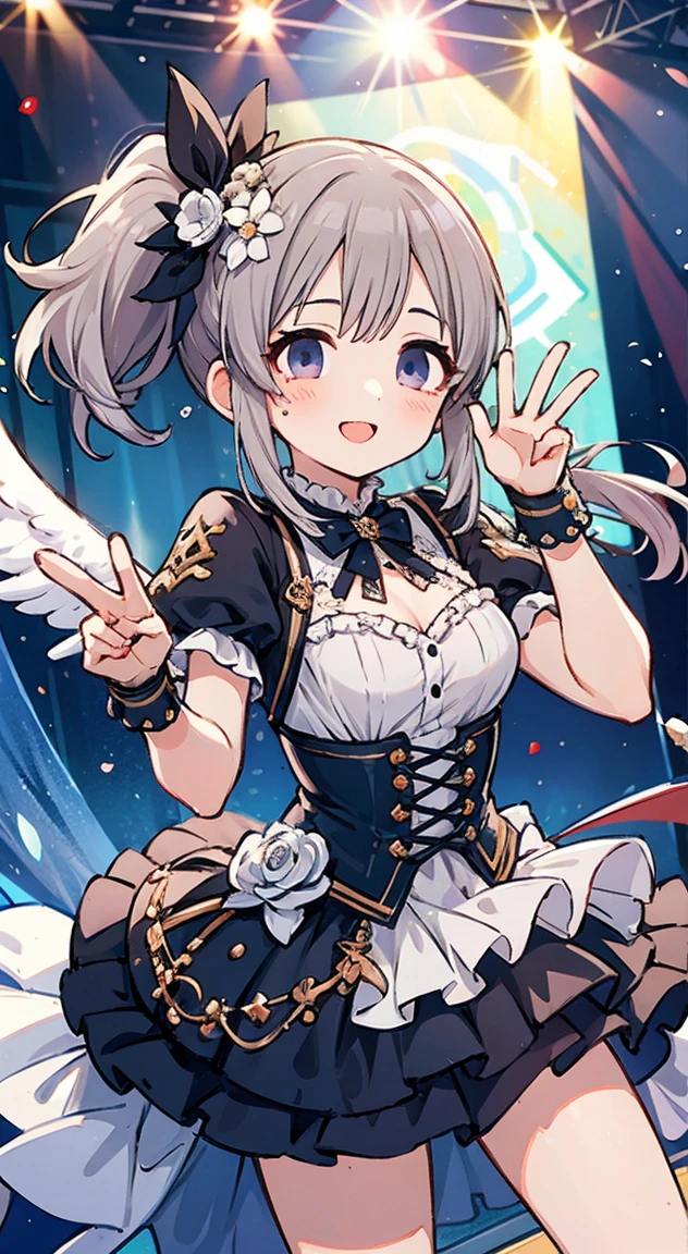 High Quality,Superior,Angelic,Radiant,Charming,Kawaii,Radiant Smile,peace fingers,Idol,idol stage,gothic costume