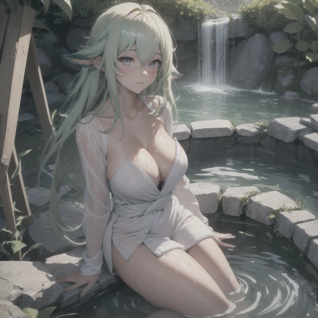 1 girl, solitary:1.2, (18 years old:1.2), Cute little trumpet, entity, Sweating of the skin, glowing skin, Slim, (Dull bangs: 1.2), Smile, Cute face, Exquisite eyes,, ((naked,Wrapped in a towel)), ((hot spring)), Beautiful breasts、Huge breasts:1.4,plump breasts(Not wearing), (wet), (Bend and take off), ((wet hair)), (Legs open),view, Looking at the camera, best quality,Super detailed, high resolution, Extremely detailed CG, Unity 8K wallpaper, official art, Creative arts, Novel Illustrations, by famous artist, Caustic lines, Textile shading, Super delicate skin, Perfect anatomical structure, detailed, Movie Lighting, Dynamic Lighting, 美丽而Exquisite eyes, (top quality), (Super detailed), (Masseter membrane), (high resolution), (The original), Character Conception, Game CG, detailed Manga Illustration, Realistic head to body proportions:1.2