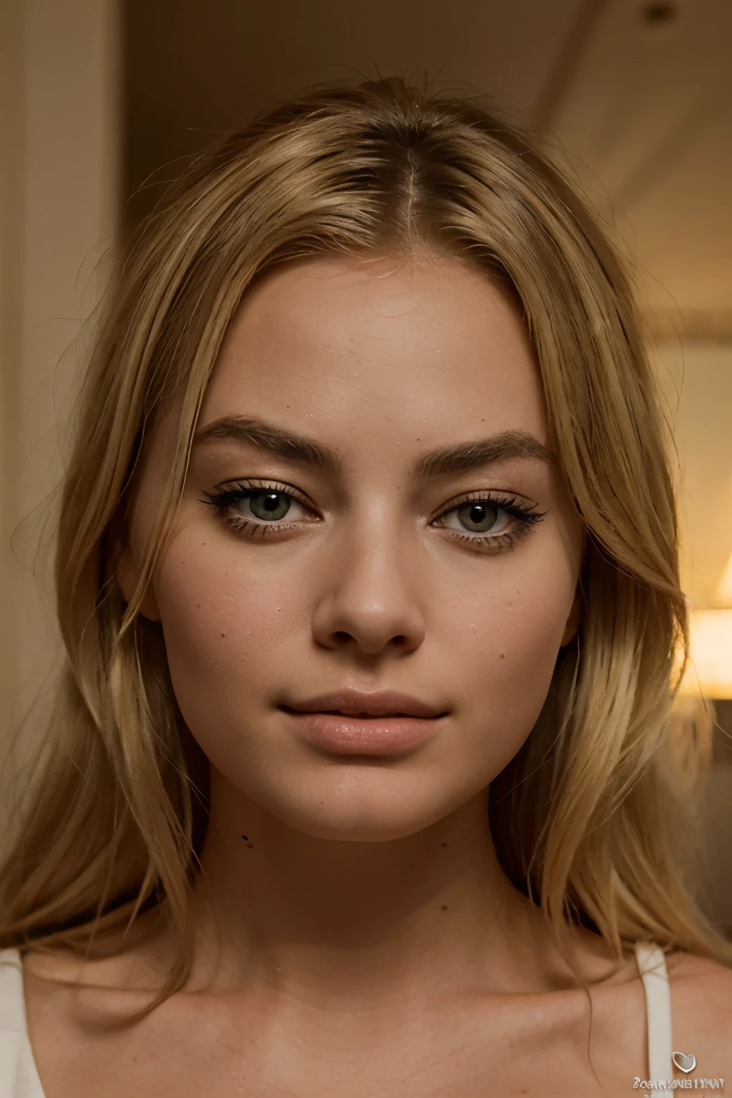 beautiful blonde woman that looks like margot robbie and ana de armas. face close portrait