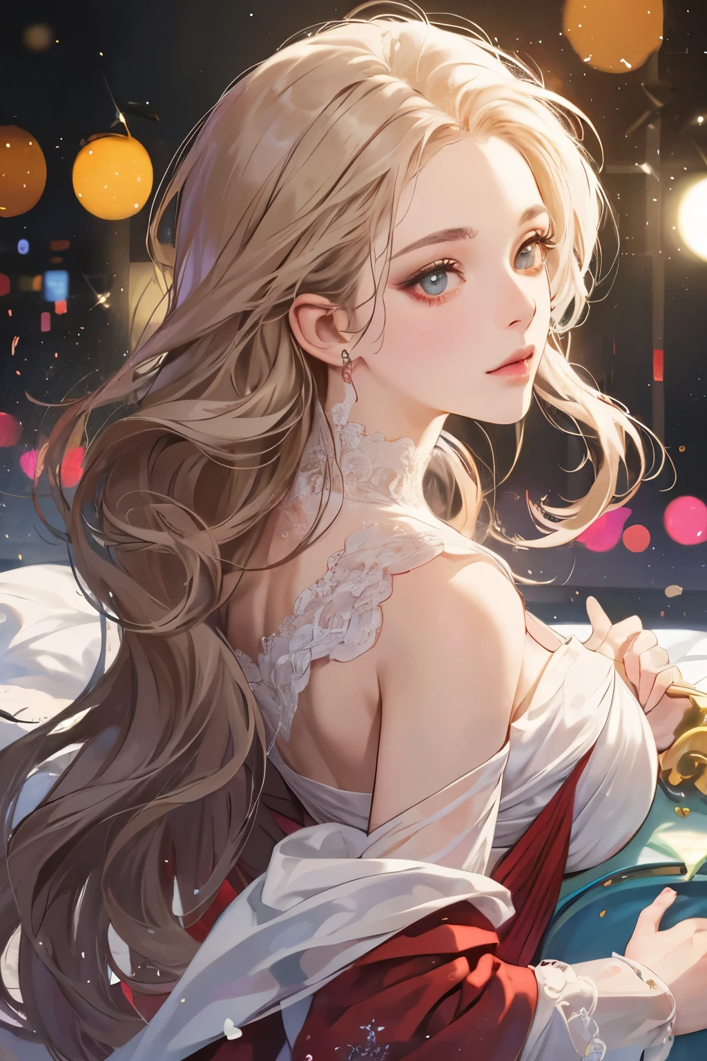 (Detailed lips), (realistically:1.37), (vivd colour), (Studio lighting), (Focus sharp), (HighDynamicRange), (bokeh), (to contrast), (k hd:1.2), (Elegant), (gracefulness), (youthful), (luxury accessories), (sparkle eyes), (Radiant), (serene), (glowing), (like a dream), (dynamic), (gorgeous one), (sensitive), (drastic), (Complex), (Eternal), (Dress beautifully with lace embroidery), (mistic), (Ethereal), (mistic), (flawless perfection), (Interesting), (unique), (tmasterpiece), (A high resolution), (Best quality at best, 4K, 8K), Alone, 18yo Girl.