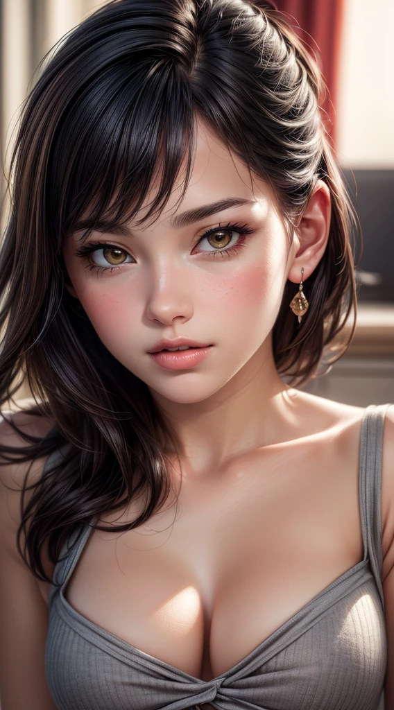 (best quality,4k,8k,highres,masterpiece:1.2),ultra-detailed,(realistic,photorealistic,photo-realistic:1.37),illustration, attractive woman, perfect body, feminine, cute and playful pose, vibrant, expressive, inspired by smeglejj