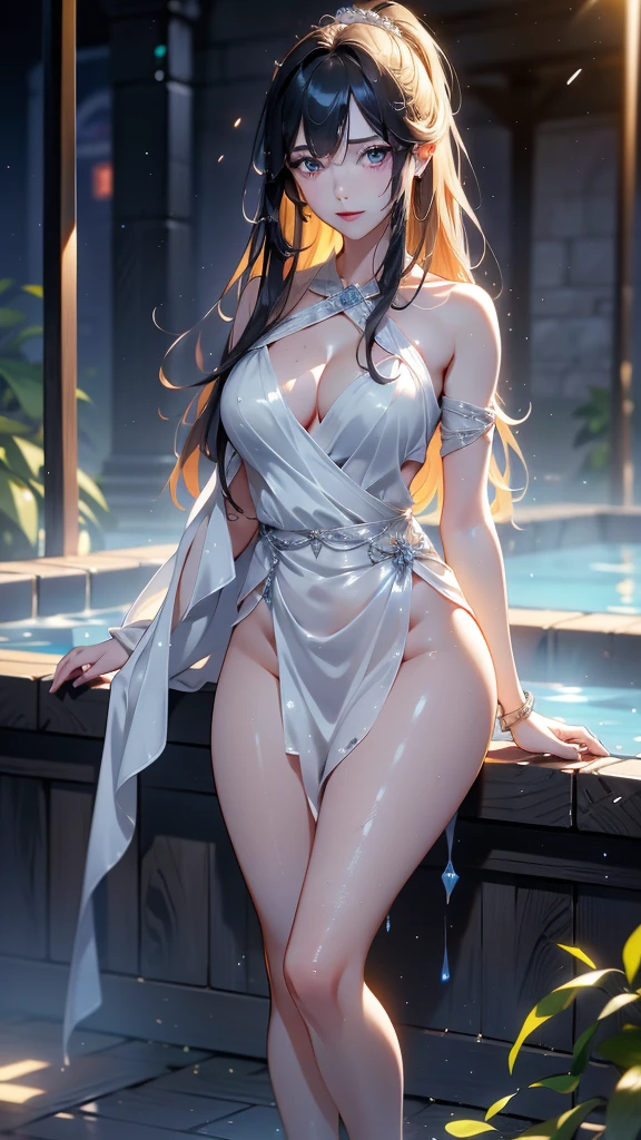 1 girl, solitary:1.2, (18 years old:1.2), Cute little trumpet, entity, Sweating of the skin, glowing skin, Slim, (Dull bangs: 1.2), Smile, Cute face, Exquisite eyes,, ((naked，Wrapped in a towel)), ((hot spring)), Beautiful breasts、Huge breasts:1.4，plump breasts(Not wearing), (wet), (Bend and take off), ((wet hair)), (Legs open),view, Looking at the camera, best quality,Super detailed, high resolution, Extremely detailed CG, Unity 8K wallpaper, official art, Creative arts, Novel Illustrations, by famous artist, Caustic lines, Textile shading, Super delicate skin, Perfect anatomical structure, detailed, Movie Lighting, Dynamic Lighting, 美丽而Exquisite eyes, (top quality), (Super detailed), (Masseter membrane), (high resolution), (The original), Character Conception, Game CG, detailed Manga Illustration, Realistic head to body proportions:1.2
